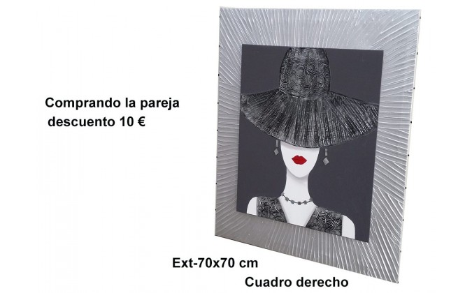 mujer con pamela 70x70 cm