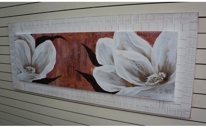 flores blanca fondo marron 150x60 cm