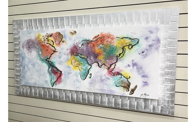 Mapa del mundo pintado 70x140 cm