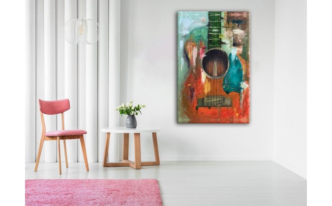 Guitarra abstracta pintada canvas