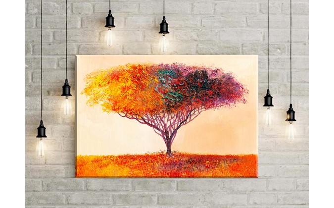 Paisaje de árbol colorido y abstracto