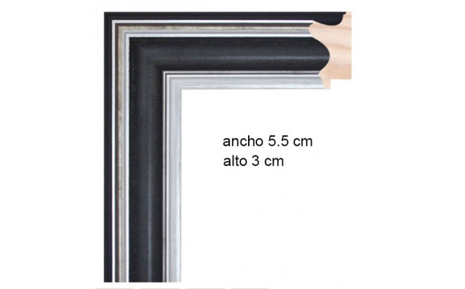 MOLDURA PINO NEGRO COMBINADO PLATA